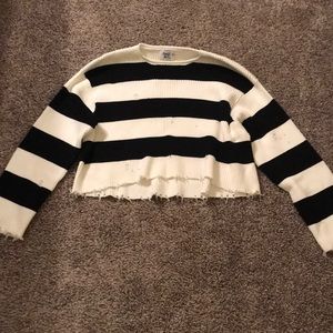 Black & White Striped Crop Sweater